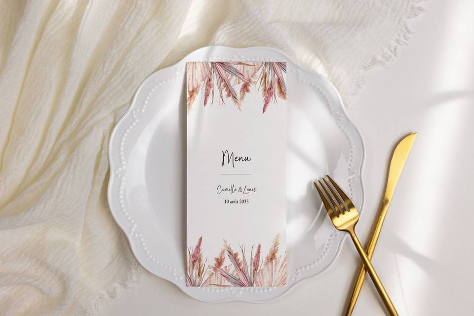 Menu mariage bohème