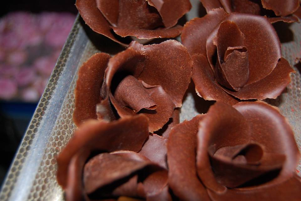 Roses en chocolat