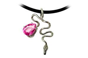 Collier surinam or blanc,tourmaline poire ,diamants