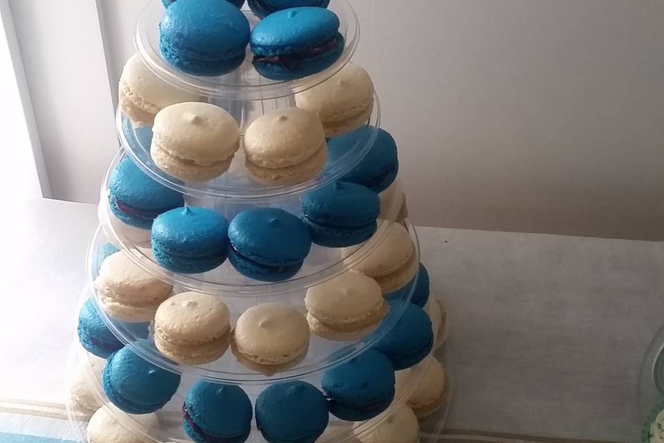 Macaron bleu et blanc