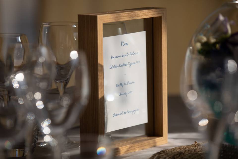 Menu / carte des vins