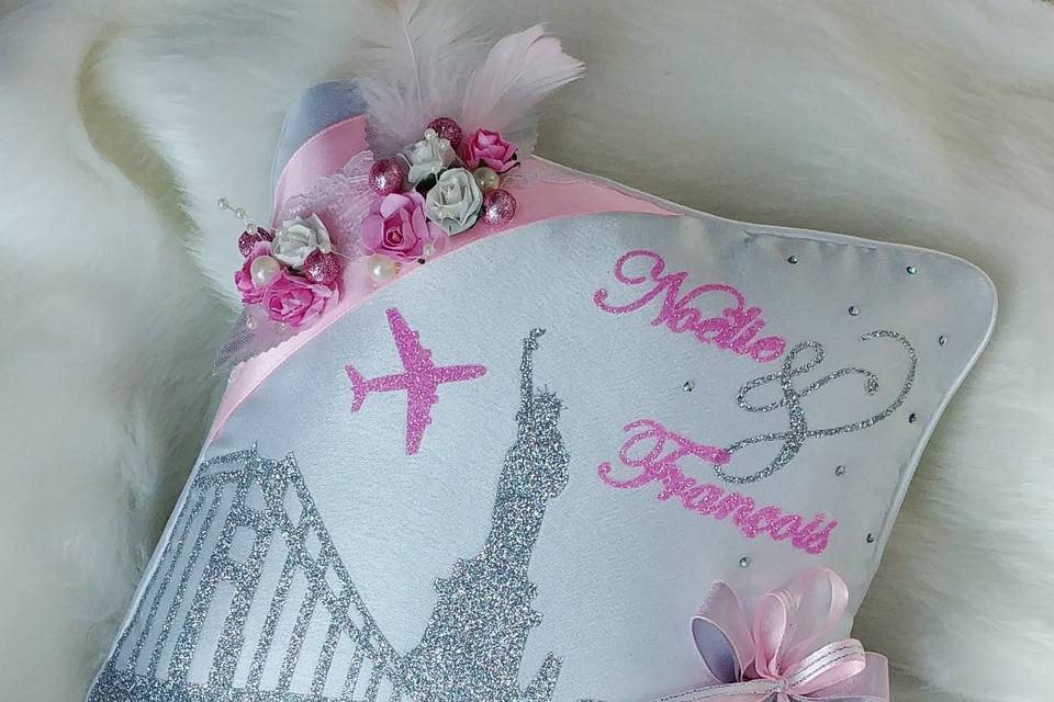 Mariage voyage coussin