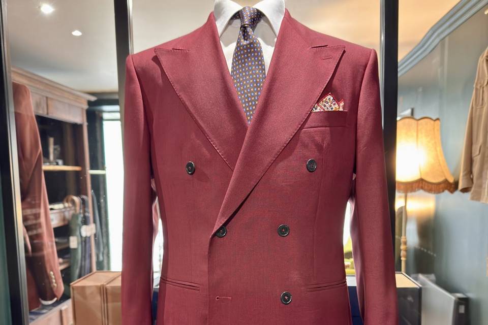 Costume croisé lie de vin