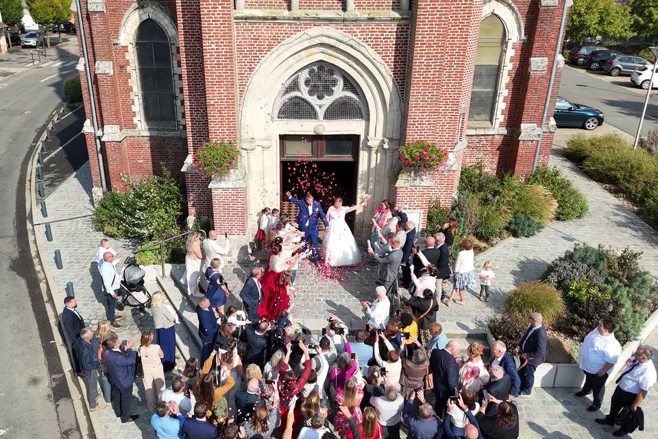 Sortie église vu d'en haut