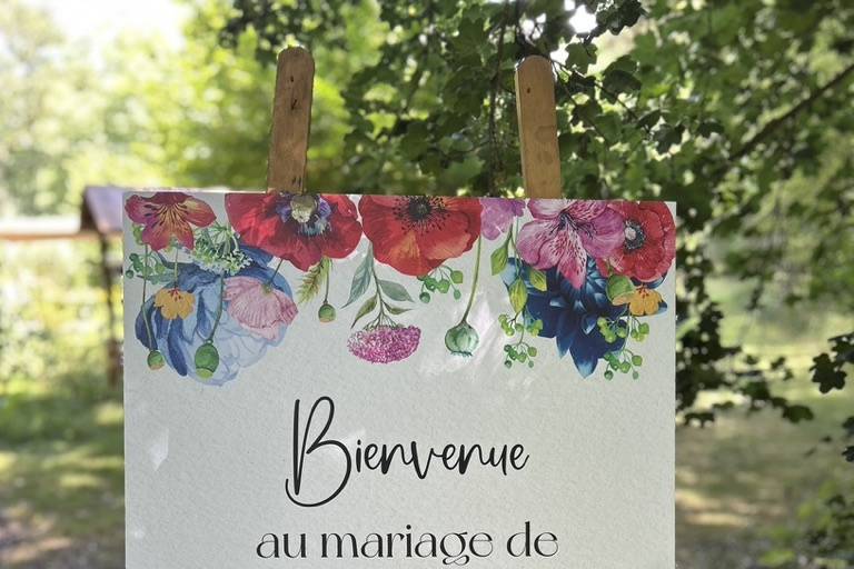 Fleurs panneau de bienvenue