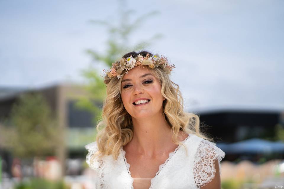 Couronne de fleurs séchées