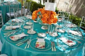 Table turquoise - orange