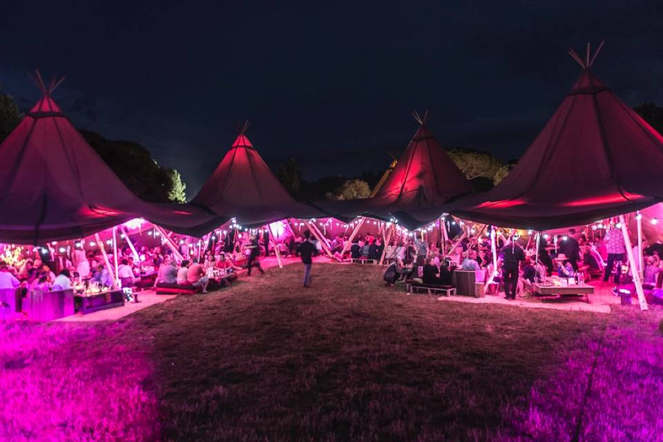 Tipis géants lumière rose