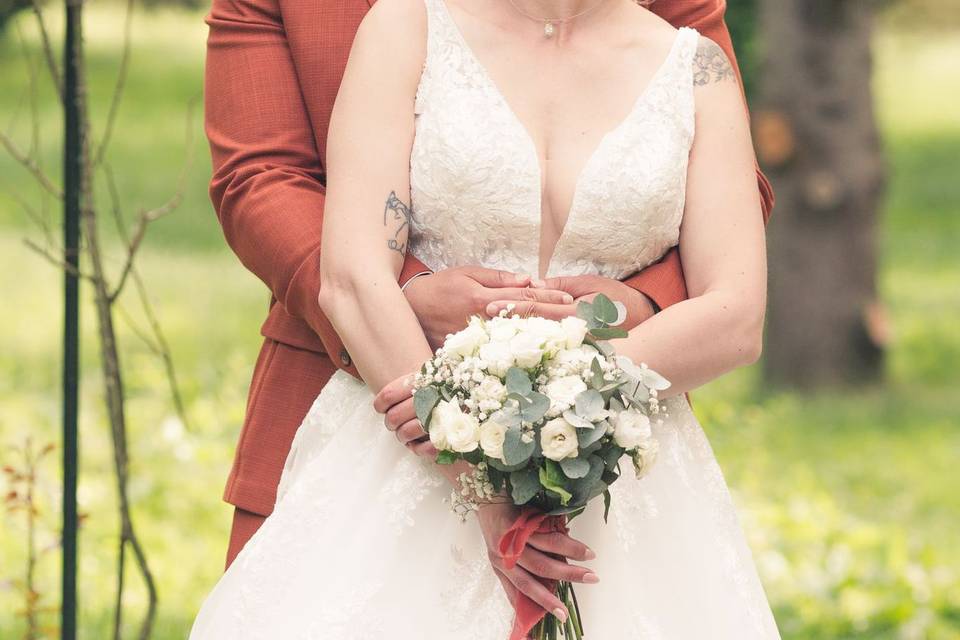 Bouquet de mariée Blanc & Vert