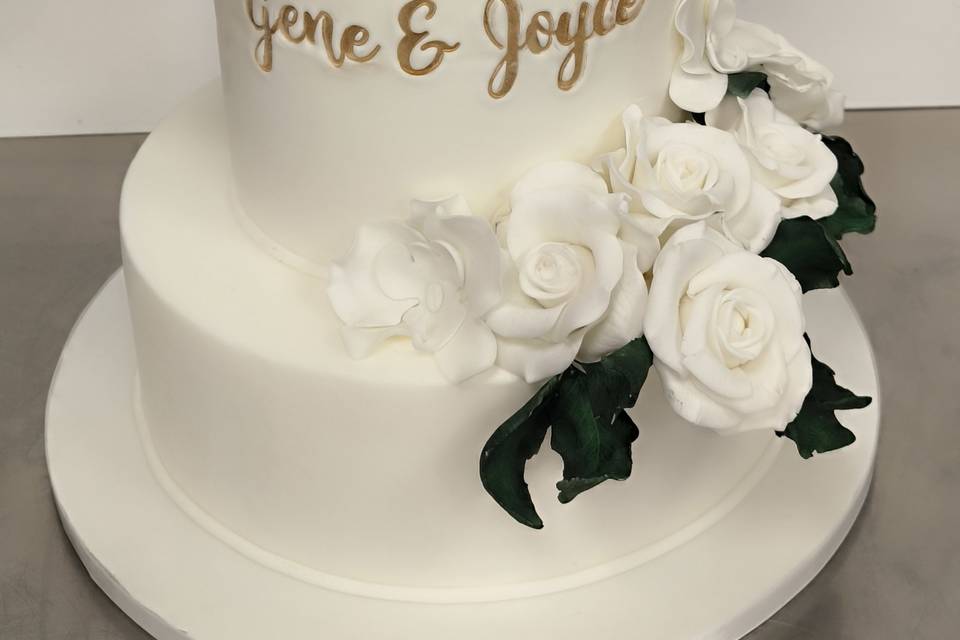 Wedding Cake rose orchidées