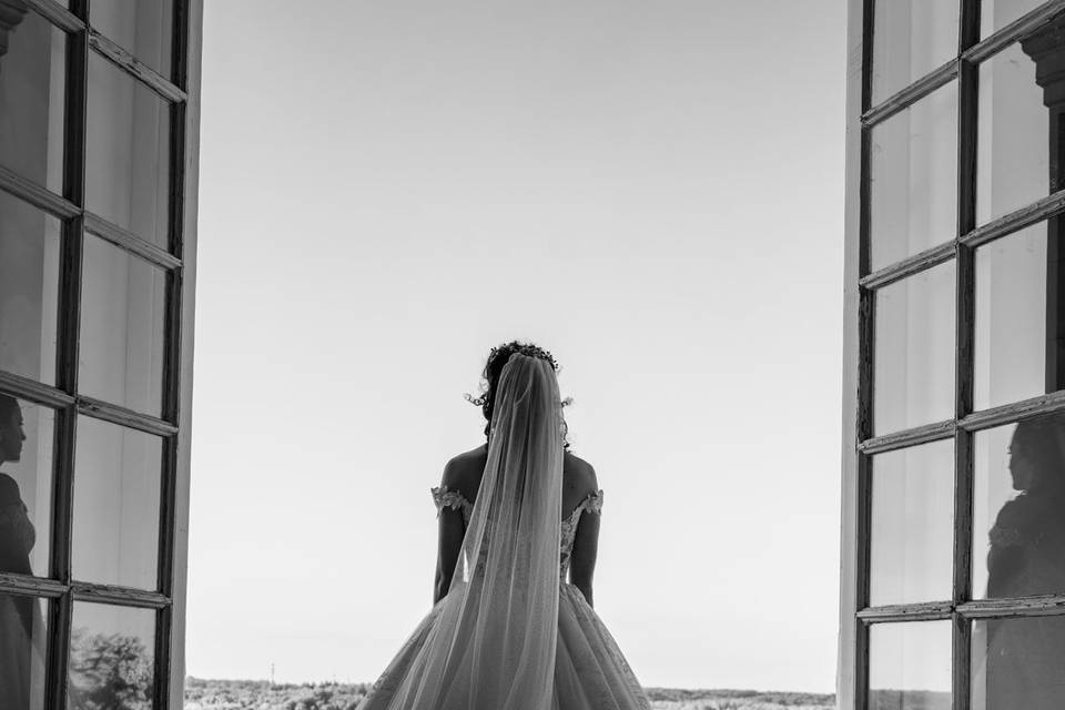 Photo mariée balcon