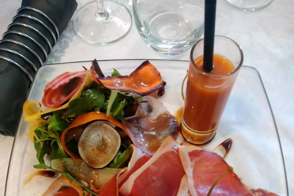 Jambon serrano, gaspacho