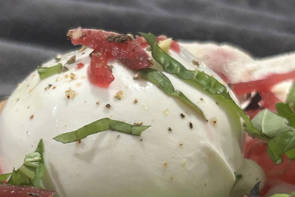 Pinza burata au basilic , copa