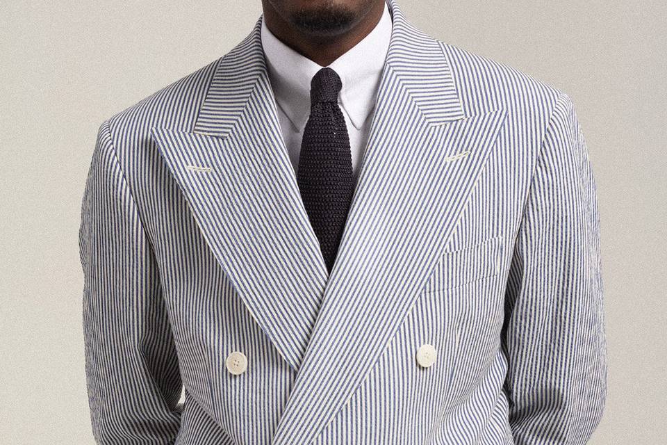Costume Seersucker Rayé Bleu