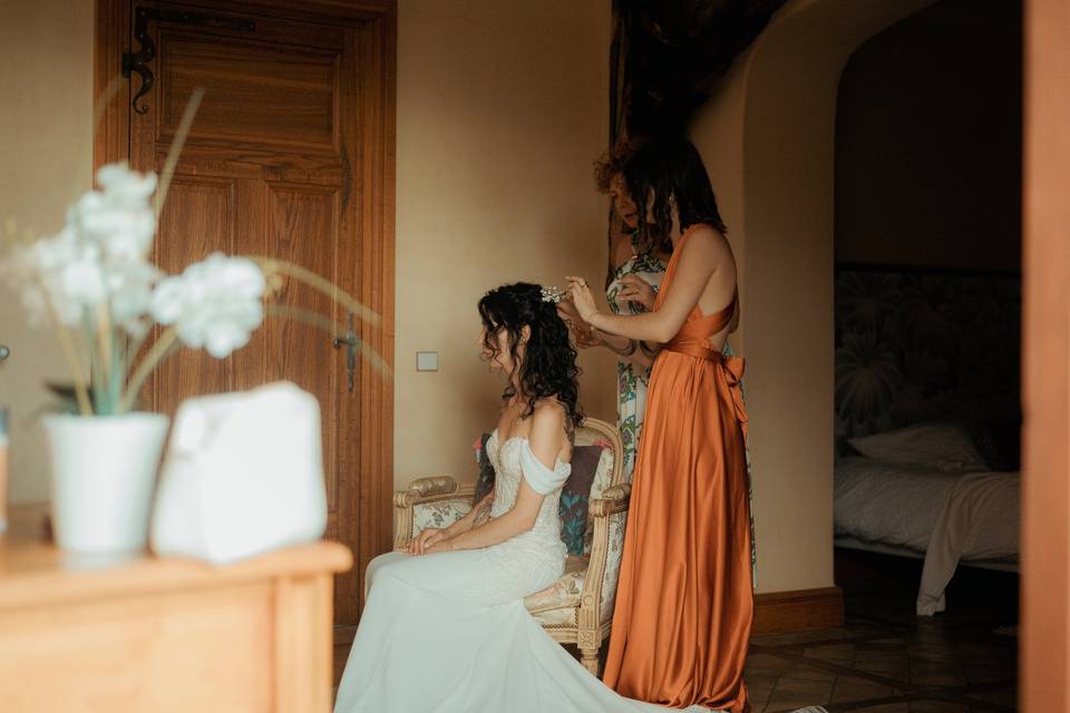 Préparatifs mariée et témoin