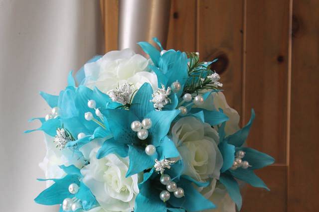 Bouquet mariage lys turquoise