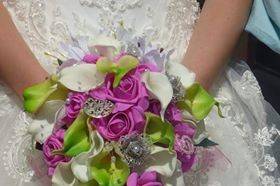 Bouquet mariée fuchsia vert
