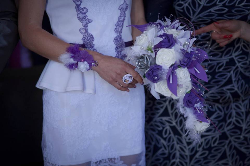 Bouquet mariée violet argenté