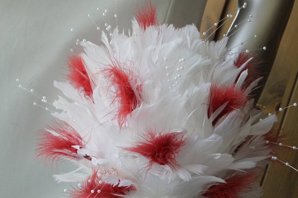 Bouquet mariée plumes