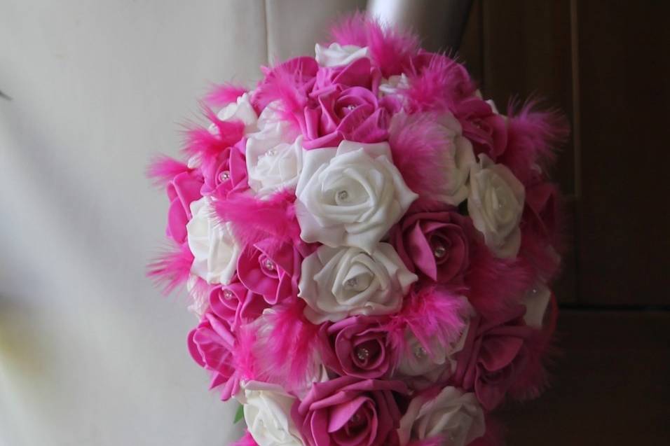 Bouquet mariée tombant fuchsia