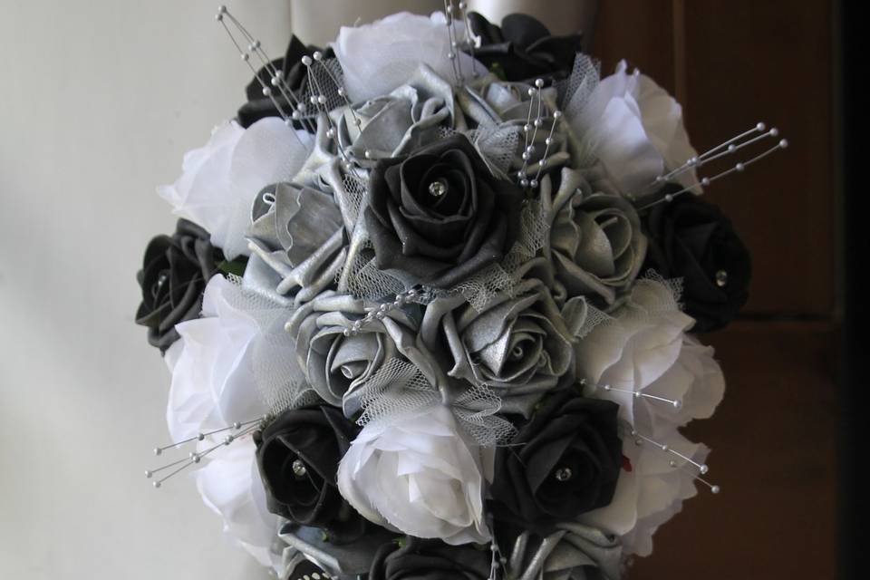 Bouquet mariée gris et noir