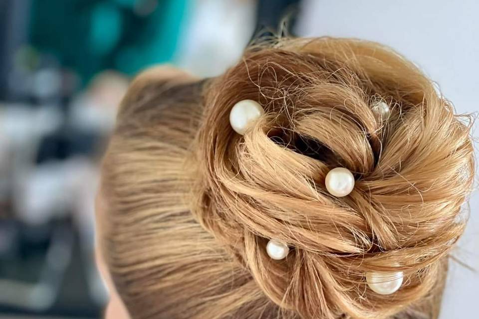 Chignon mariée perlé