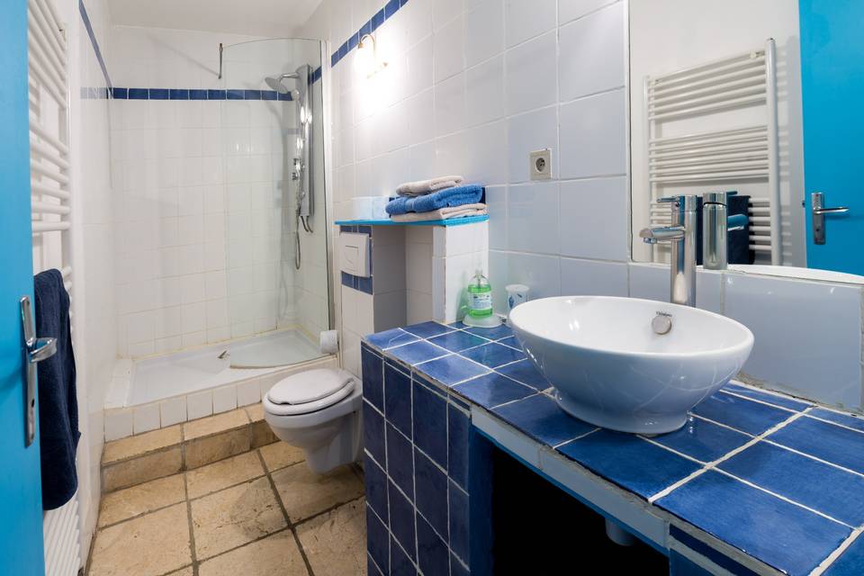 Salle de bains bleue