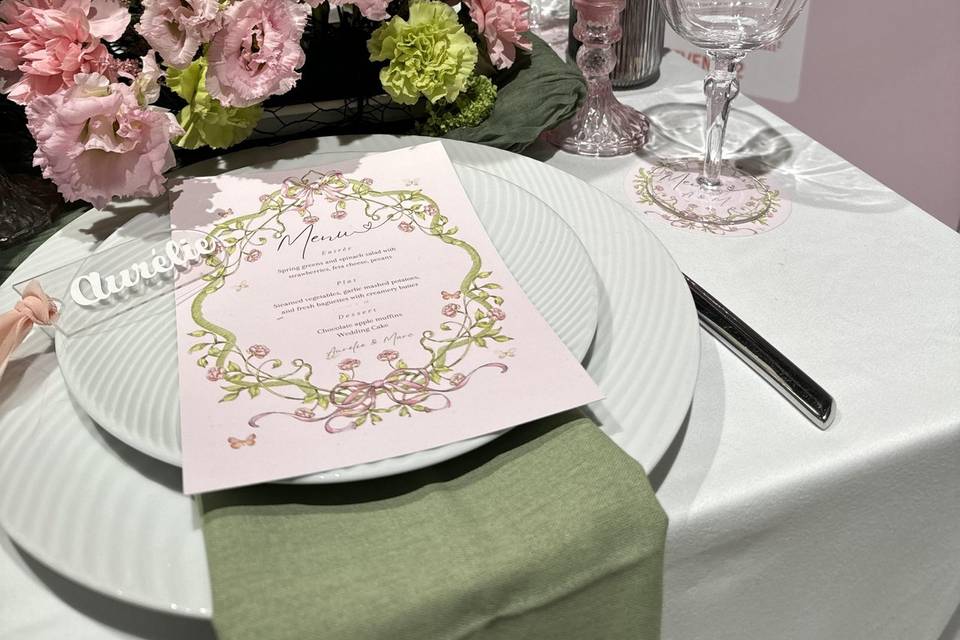 Romantique rose et vert