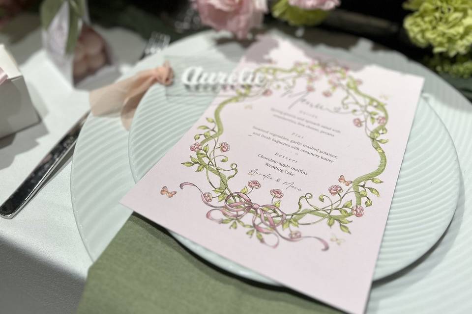 Romantique rose et vert