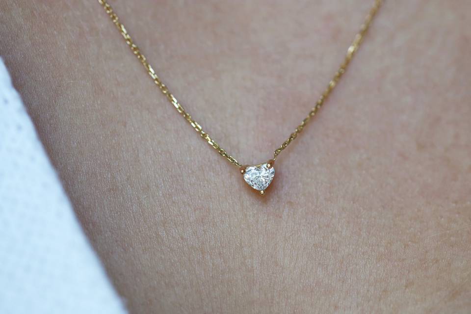 Collier diamant coeur