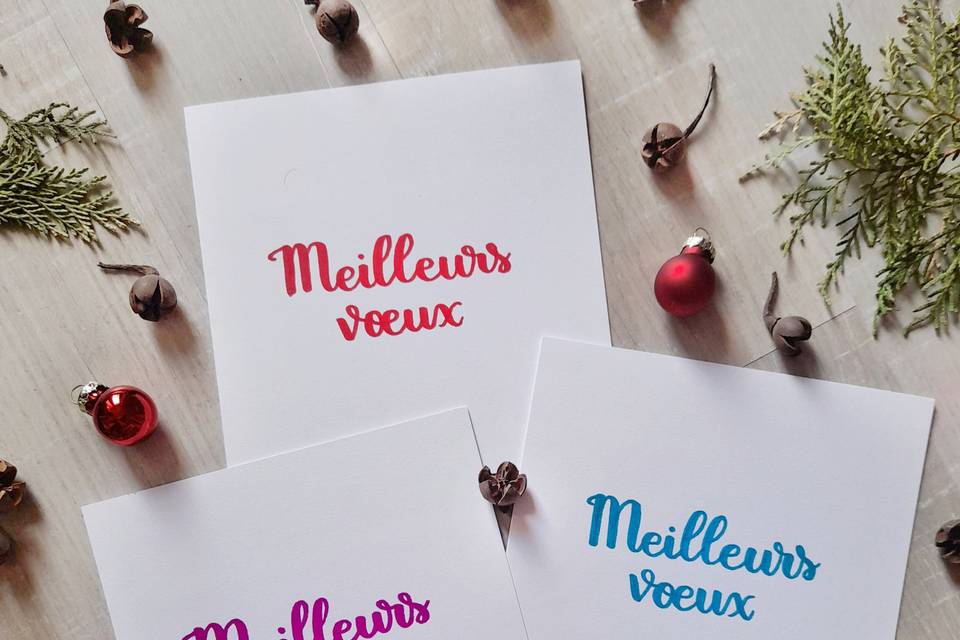 Cartes de voeux calligraphiées