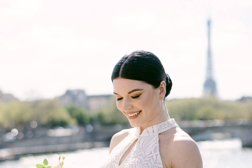 Bouquet de mariée rond aérien