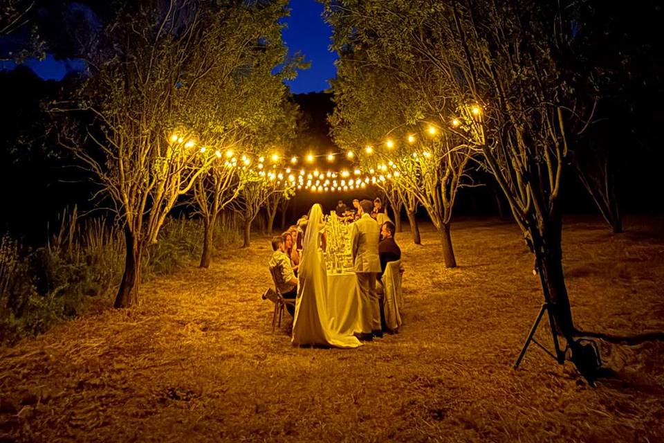 Dîner sous les amandiers