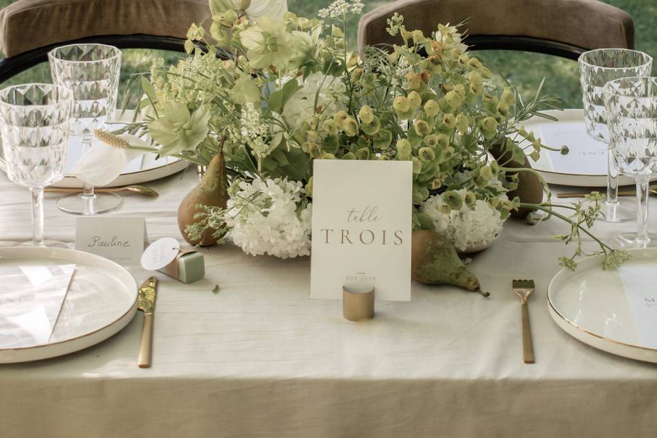 Marque-table dorure