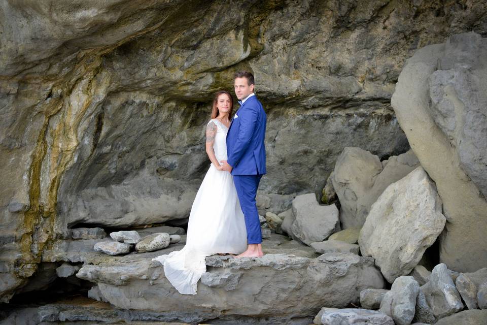 Couple trash the dress