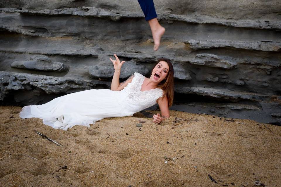 Couple trash the dress