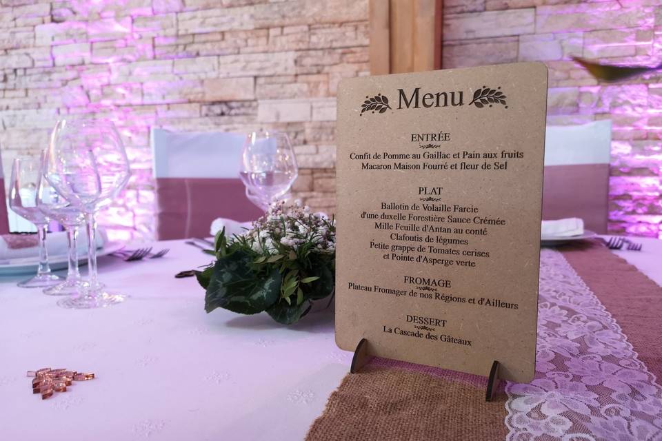 Menu Mariage blés