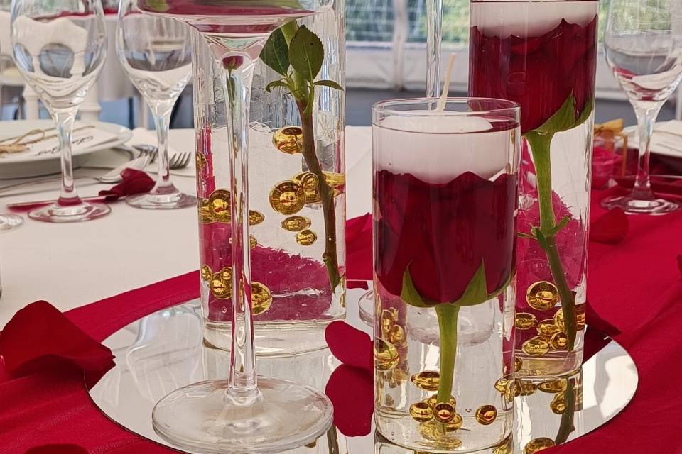 Centre de table roses rouges