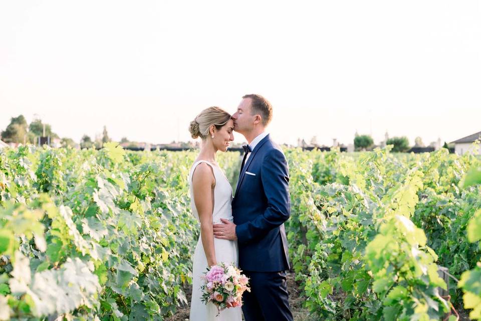 Mariée dans les vignes