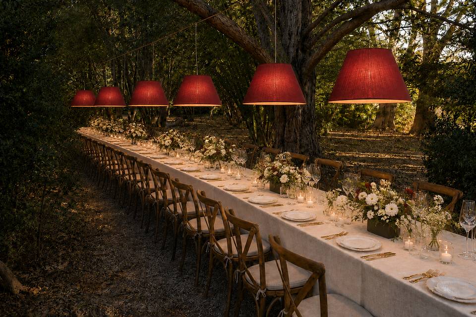 Tables dans l'allée