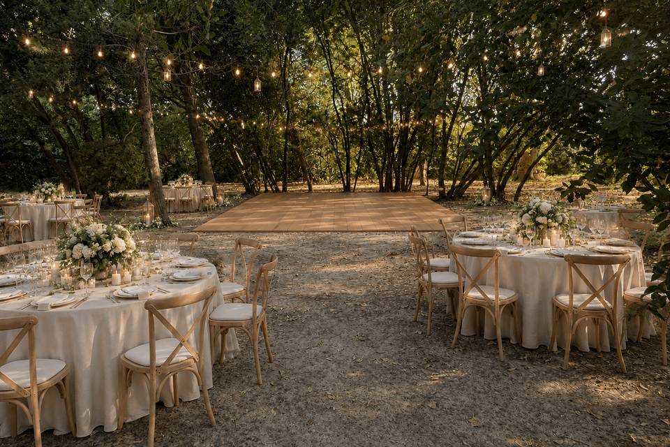 Dîner et danse sous les arbres