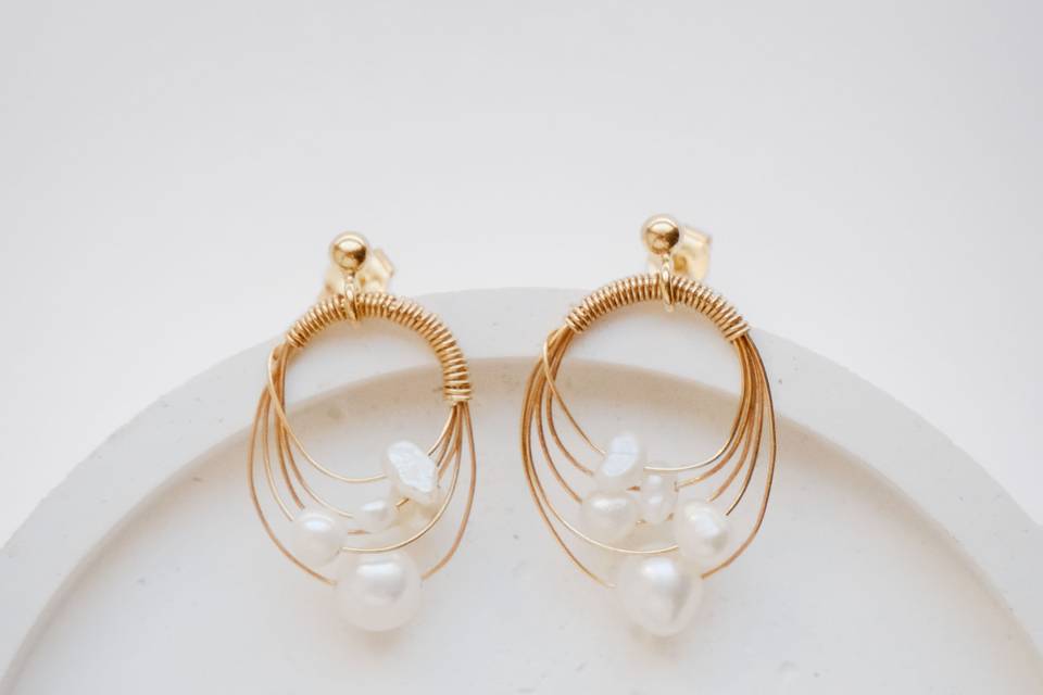 Boucles d'oreilles dorées perles