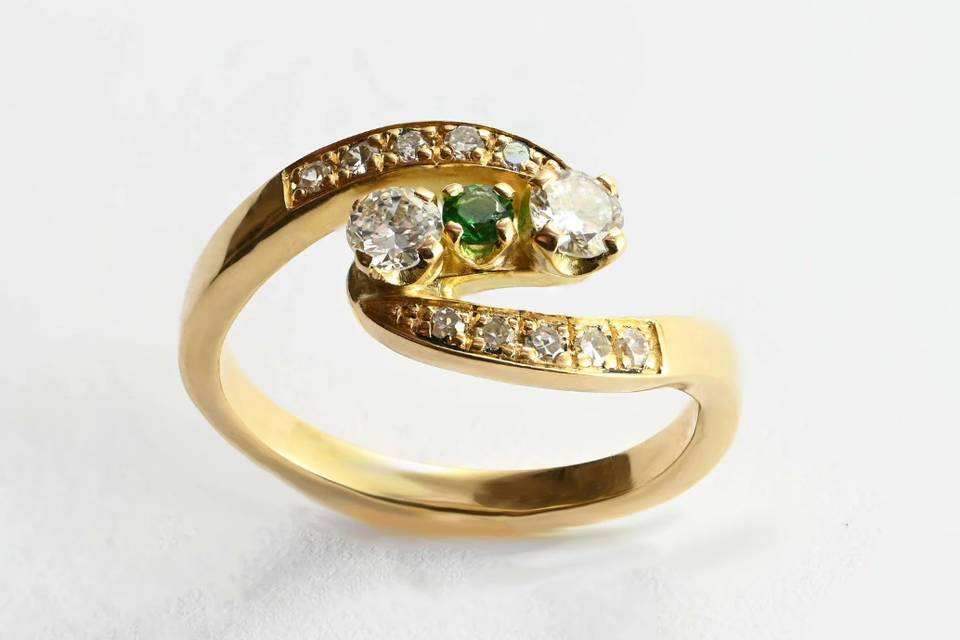 Bague or emeraude diamant