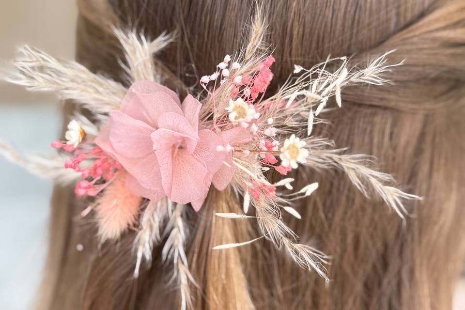 Barette fleurs séchées