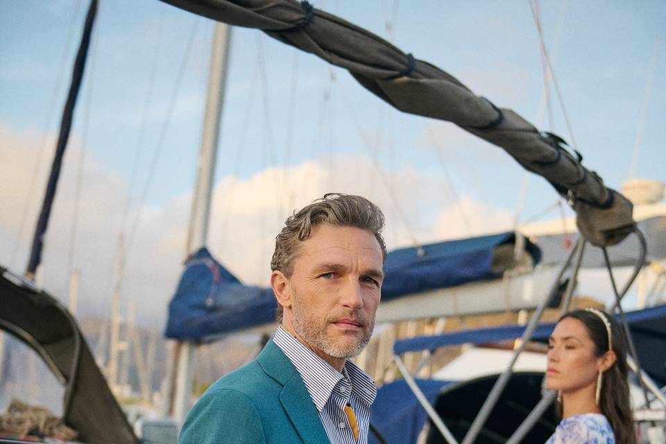 Veste bleue vert d'eau