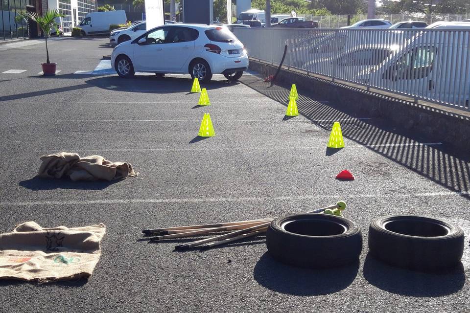 Jeux longtemps roue et course