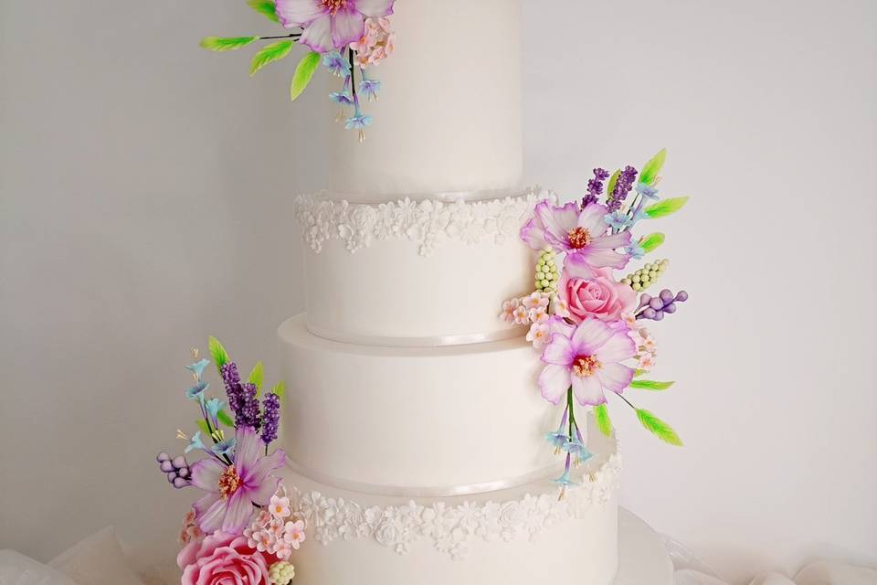 Wedding cake fleurs