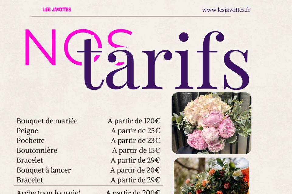 Nos tarifs