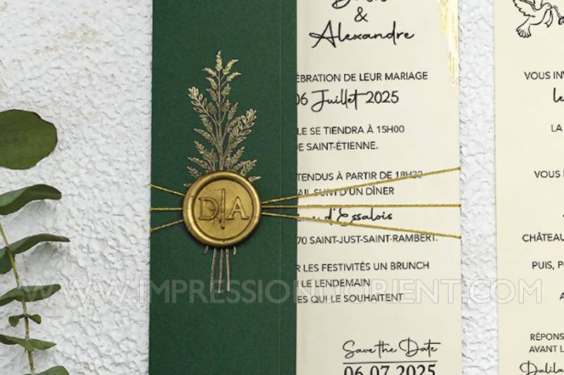 Faire-Part mariage vert forêt