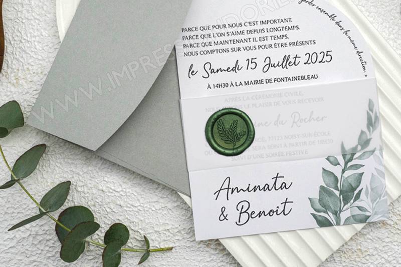 Faire-Part argent et vert scea